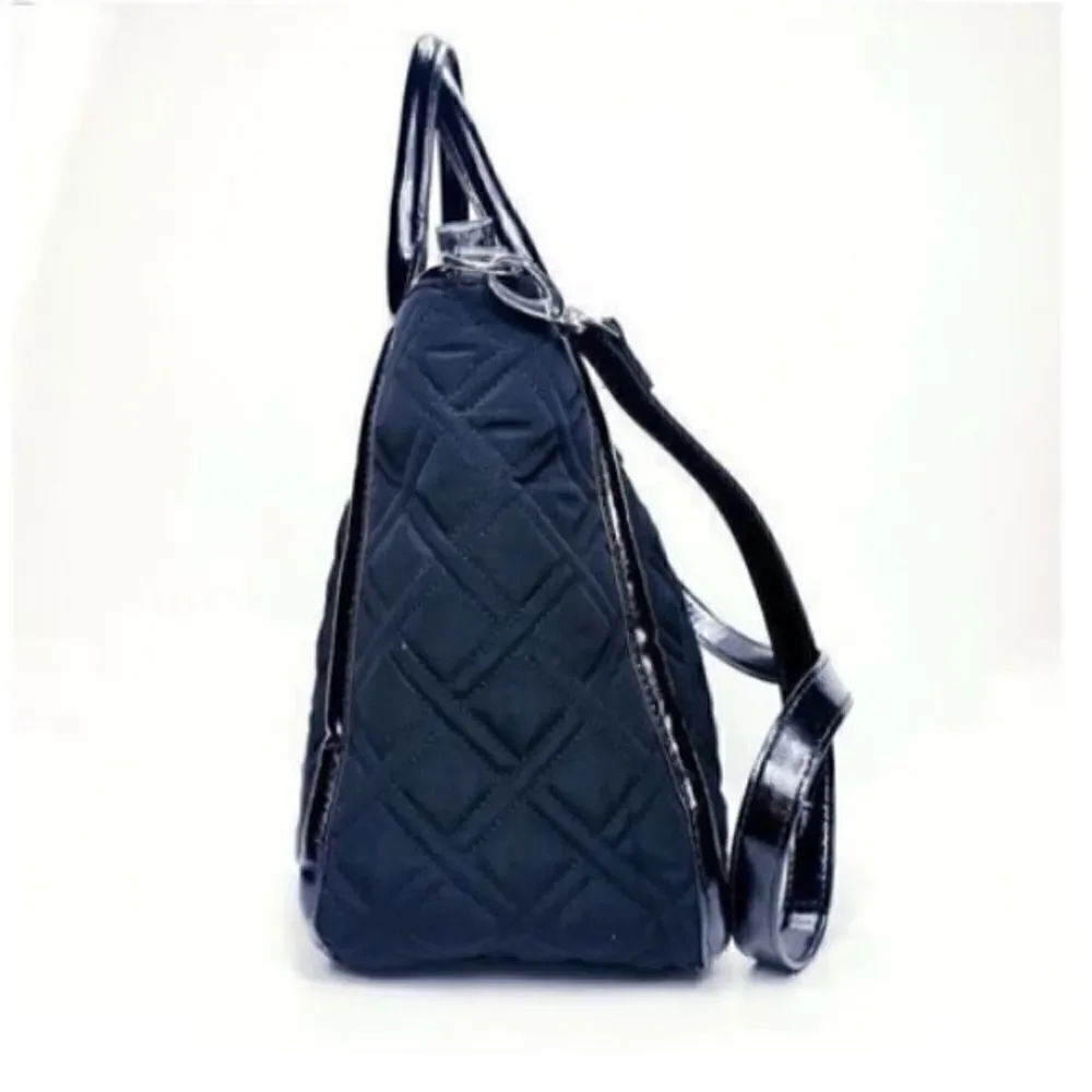 Vera Bradley Women’s Quilted Trimmed Trapeze Tote Black Crossbody Bag Purse